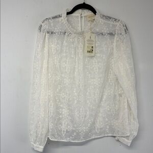 Sezane White Lace Blouse
